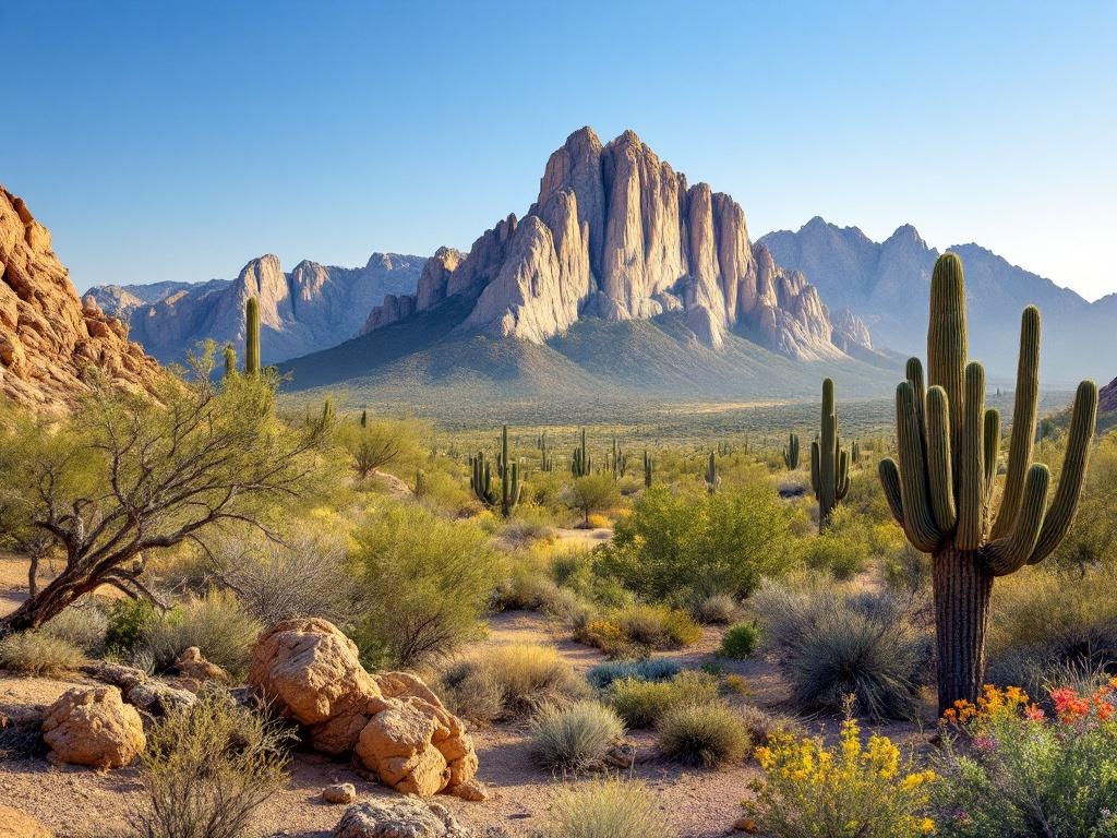 McDowell Sonoran Preserve with Pinnacle Peak and saguaro cacti in Scottsdale, Arizona